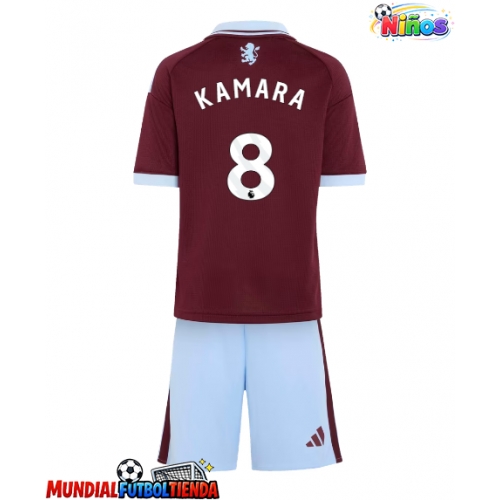 Camiseta Aston Villa Boubacar Kamara #8 Primera Equipación Replica 2026-27 para niños mangas cortas (+ Pantalones cortos)